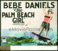 2v205 PALM BEACH GIRL glass slide '26 great image of pretty Bebe Daniels waterskiing!