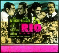 2v206 RIO glass slide '39 Basil Rathbone, Victor McLaglen, Sigrid Gurie, Robert Cummings, Carrillo
