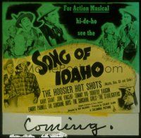 2v210 SONG OF IDAHO glass slide '48 Hoosier Hot Shots & stars of radio and rodeo!
