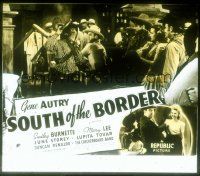 2v211 SOUTH OF THE BORDER glass slide R40s Gene Autry in the midst of a saloon brawl!