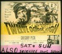 2v219 TWELVE O'CLOCK HIGH glass slide '50 great close up of pilot Gregory Peck smoking cigarette!