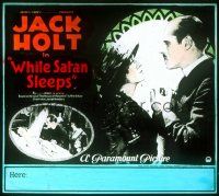 2v220 WHILE SATAN SLEEPS glass slide '22 close up of Jack Holt & Mabel Van Buren holding hands!