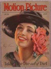 2v094 MOTION PICTURE magazine July 1930, art of pretty Kay Francis by Marland Stone!