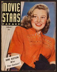 2v159 MOVIE STARS PARADE magazine February 1945 June Allyson from Music for Millions by Carpenter!