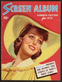 2v107 SCREEN ALBUM magazine Summer Edition 1939, great artwork portrait of Loretta Young!