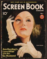 2v119 SCREEN BOOK magazine May 1934 wonderful artwork portrait of beautifu Greta Garbo!