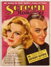 2v127 SCREEN ROMANCES magazine August 1936, art of Ginger Rogers & Fred Astaire by Earl Christy!