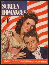 2v135 SCREEN ROMANCES magazine August 1942 Linda Darnell & Shepperd in Loves of Edgar Allan Poe!