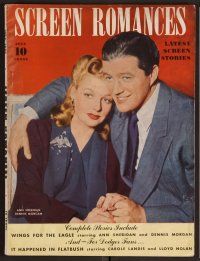 2v134 SCREEN ROMANCES magazine July 1942 Ann Sheridan & Dennis Morgan from Wings for the Eagle!