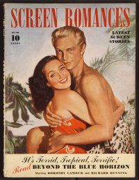 2v133 SCREEN ROMANCES magazine June 1942 art of Dorothy Lamour & Richard Denning by Earl Christy!