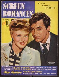 2v138 SCREEN ROMANCES magazine November 1942 Ginger Rogers & Cary Grant from Once Upon a Honeymoon!