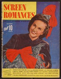 2v137 SCREEN ROMANCES magazine October 1942 great image of Deanna Durbin from Forever Yours!