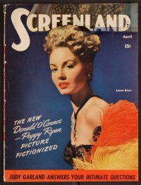 2v149 SCREENLAND magazine April 1944 great portrait of sexy Janet Blair from Curly by Coburn!