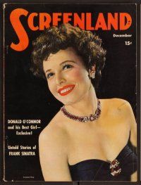2v145 SCREENLAND magazine December 1943 great portrait of sexy smiling Laraine Day!