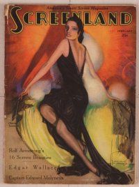 2v140 SCREENLAND magazine February 1930, full-length art of Gloria Swanson by Rolf Armstrong!