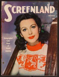 2v146 SCREENLAND magazine January 1944 sexy Hedy Lamarr with skis from The Heavenly Body!
