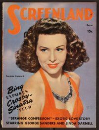 2v151 SCREENLAND magazine June 1944 seyx Paulette Goddard from I Love a Soldier by Whitey Schafer!