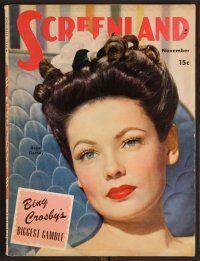2v156 SCREENLAND magazine November 1944 beautiful Gene Tierney from Laura by Frank Powolny!