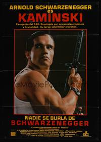 2w004 RAW DEAL Colombian poster '86 great image of cop Arnold Schwarzenegger's bicep!