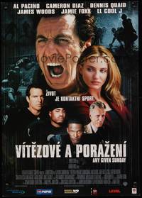 2w269 ANY GIVEN SUNDAY Czech 11x16 '99 Oliver Stone, Al Pacino, Cameron Diaz, Jamie Foxx, football