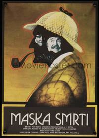 2w373 SHERLOCK HOLMES & THE MASKS OF DEATH Czech 11x16 '84 Peter Cushing, cool Tohanek artwork!