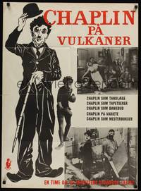 2w495 CHAPLIN PA VULKANER Danish '60s cool full-length artwork of Charlie Chaplin!