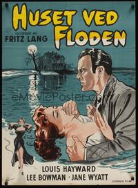 2w534 HOUSE BY THE RIVER Danish '50 Fritz Lang, Louis Hayward, Jane Wyatt, different Wenzel art!