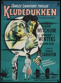 2w549 NIGHT OF THE HUNTER Danish '55 great Wenzel art of Robert Mitchum, Shelley Winters!