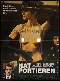 2w550 NIGHT PORTER Danish '74 Il Portiere di notte, Dirk Bogarde, sexy topless Charlotte Rampling!