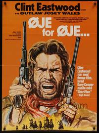 2w554 OUTLAW JOSEY WALES Danish '76 Clint Eastwood is an army of one, cool two-gun art!