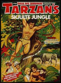 2w583 TARZAN'S HIDDEN JUNGLE Danish R70s cool artwork of Gordon Scott as Tarzan!