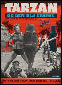 2w584 TARZAN'S JUNGLE REBELLION Danish '72 Ron Ely in loincloth, cool action images!