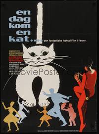 2w594 WHEN THE CAT COMES Danish '63 Vojtech Jasny's Az prijde kocour, artwork of cat &dancers!
