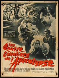 2w601 4 HORSEMEN OF THE APOCALYPSE French 23x32 '62 different artwork, Glenn Ford, Ingrid Thulin!