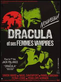 2w623 DRACULA French 23x31 '73 close-up Boumendil art of vampire Jack Palance!