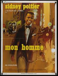 2w628 FOR LOVE OF IVY French 23x32 '68 Daniel Mann, cool artwork of Sidney Poitier by Boumendil!