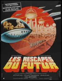 2w629 FUTUREWORLD French 23x30 '76 cool sci-fi artwork by Kouper & Boumendil!