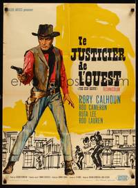 2w633 GUN HAWK French 23x31 '63 cool art of cowboy Rory Calhoun in the wild west!