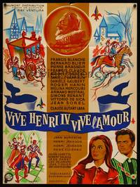 2w640 LONG LIVE HENRY IV LONG LIVE LOVE French 23x31 '61 cool medieval art by Guy Gerard Noel!