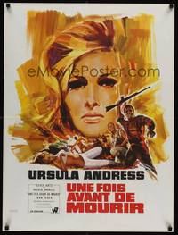 2w648 ONCE BEFORE I DIE French 23x32 '66 Landi artwork of sexy Ursula Andress!