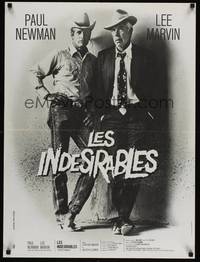 2w651 POCKET MONEY French 23x32 '72 Paul Newman & Lee Marvin, art by Bourduge!