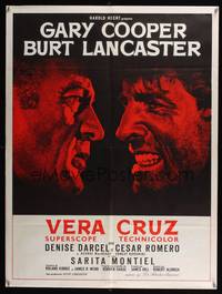 2w660 VERA CRUZ French 24x32 R60s best close up of cowboys Gary Cooper & Burt Lancaster!