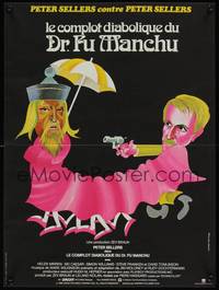 2w679 FIENDISH PLOT OF DR. FU MANCHU French 15x21 '80 wacky Bourduge artwork of Peter Sellers!