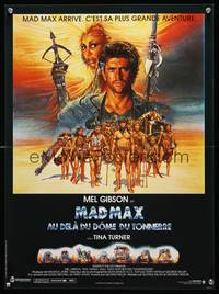 2w696 MAD MAX BEYOND THUNDERDOME French 15x21 '85 art of Mel Gibson & Tina Turner by Richard Amsel