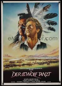 2w129 DANCES WITH WOLVES German '90 different art of Costner & Native American by Casaro!