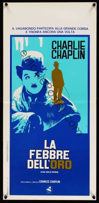 2w449 GOLD RUSH Italian locandina R70s Charlie Chaplin classic, great image!