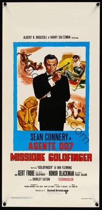 2w450 GOLDFINGER Italian locandina R70s cool art of Sean Connery as James Bond 007!