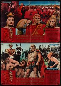 2w427 CAESAR THE CONQUEROR 2 Italian lrg pbustas '62 Cameron Mitchell as Julius Caesar!
