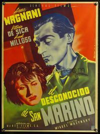 2w025 UNKNOWN MEN OF SAN MARINO Mexican poster '46 art of Anna Magnani & De Sica by Satora!