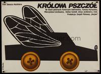 2w182 KROLOWA PSZCZOL Polish 19x27 '77 Janusz Nasfeteer, wacky Procka art of flying car!